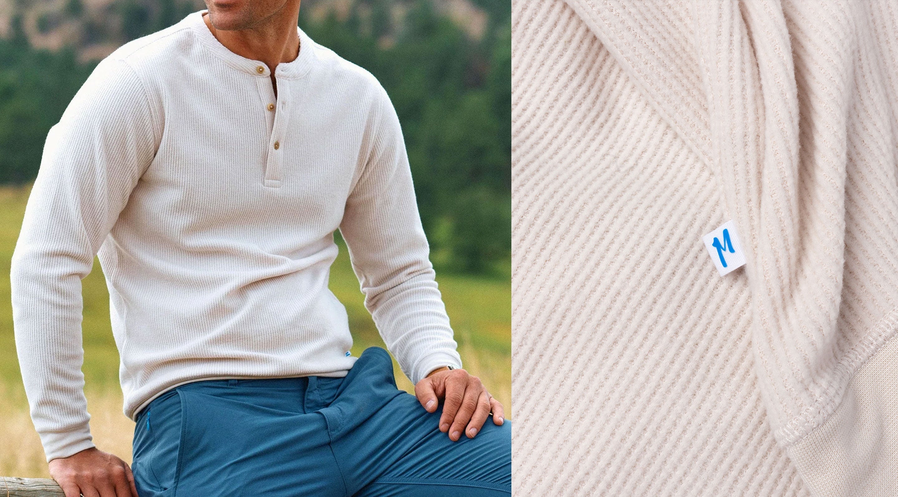 Long Sleeve Waffle Henley Shirts for Men | Comfortable & Stylish