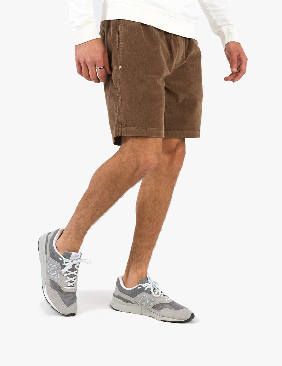 Washed Brown Men's Stretch Corduroy Easy Shorts