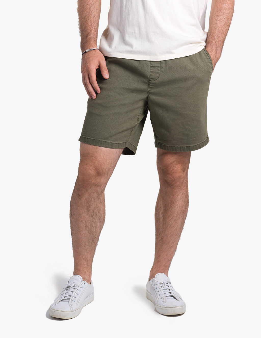 Olive Canvas Easy Shorts for Men