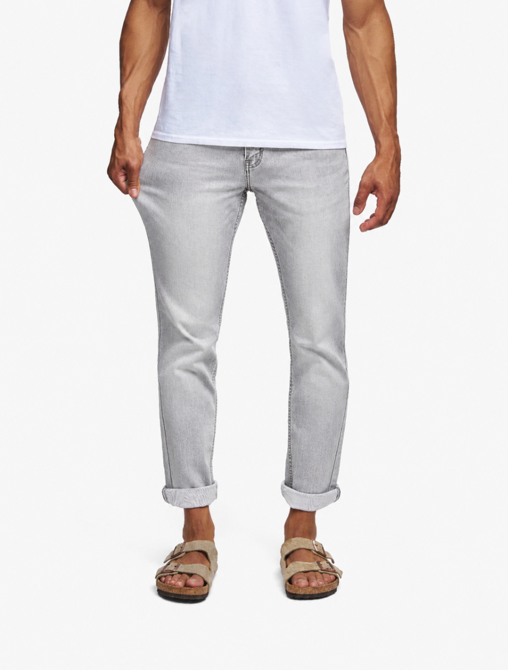 Gray Breathable Stretch Jeans for Men | Mugsy