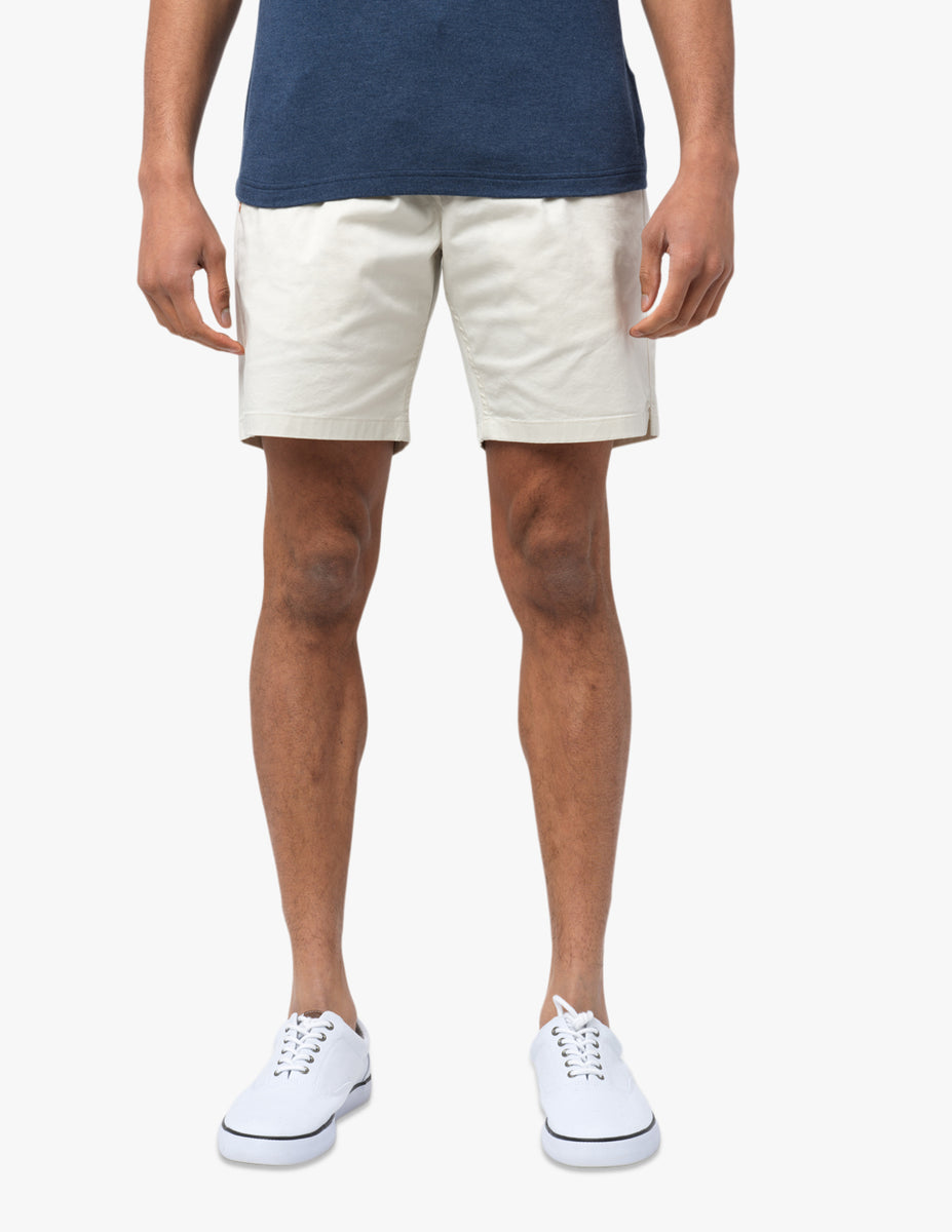 Lightweight Stone White Crisp Twill Shorts Mugsy