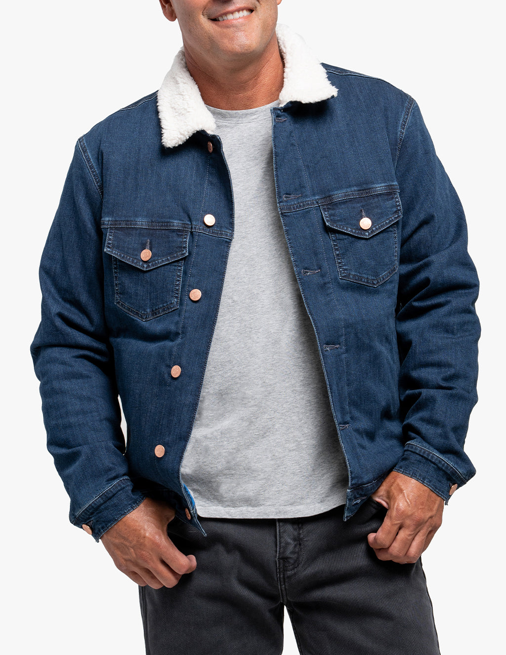 Denim jacket with fluffy inside clearance
