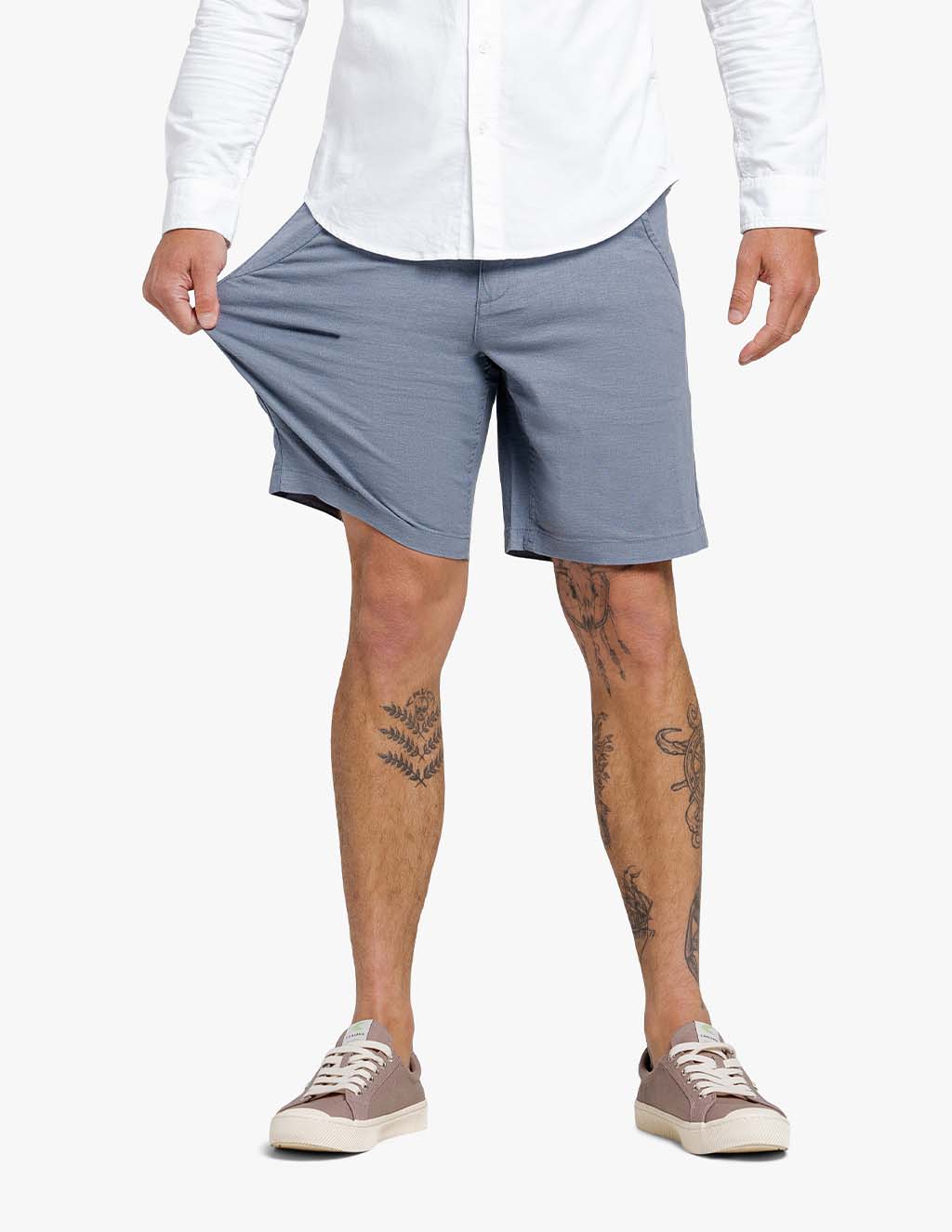 Seasides Blue Linen Men's Stretch Shorts | Mugsy