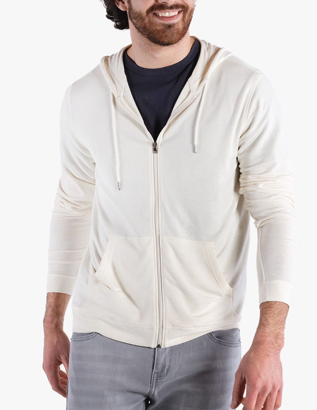 Oatmeal Cashmere Zip Up Hoodie | Mugsy
