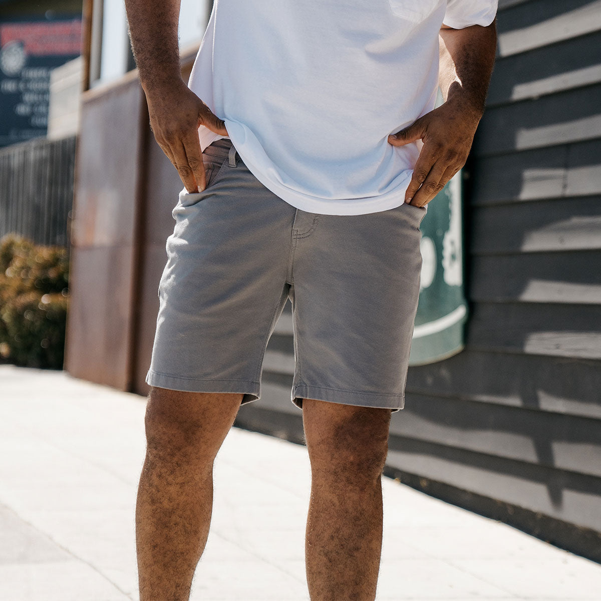 Damens Washed Gray Men's Chino Shorts - Comfortable Shorts