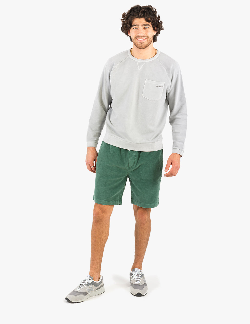 Washed Green Men's Stretch Corduroy Easy Shorts | Mugsy