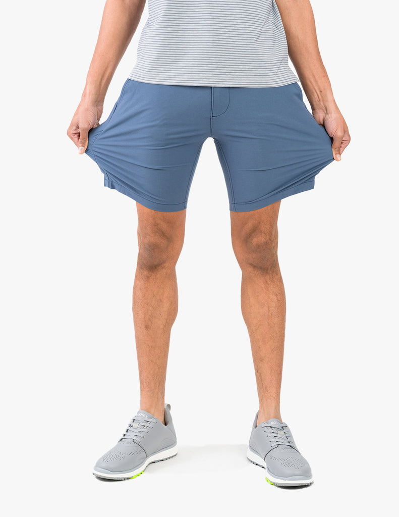 Stretch Blue Golf Shorts Mugsy