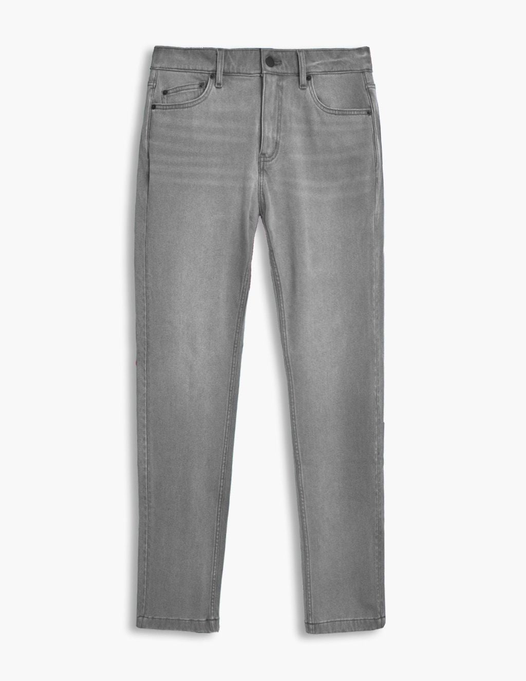 Men's grey high-rise skinny jeans, five-pocket design, ankle length
