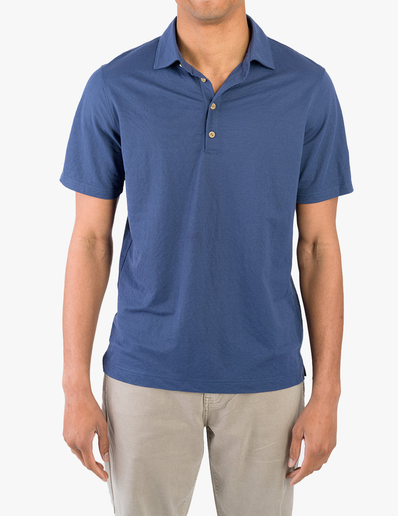 WASHED NAVY KNIT CANVAS POLO