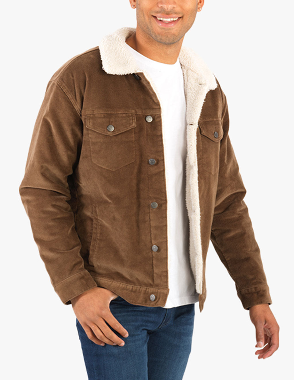 Woodlands Brown Sherpa Lined Corduroy Jacket | Warm & Stylish