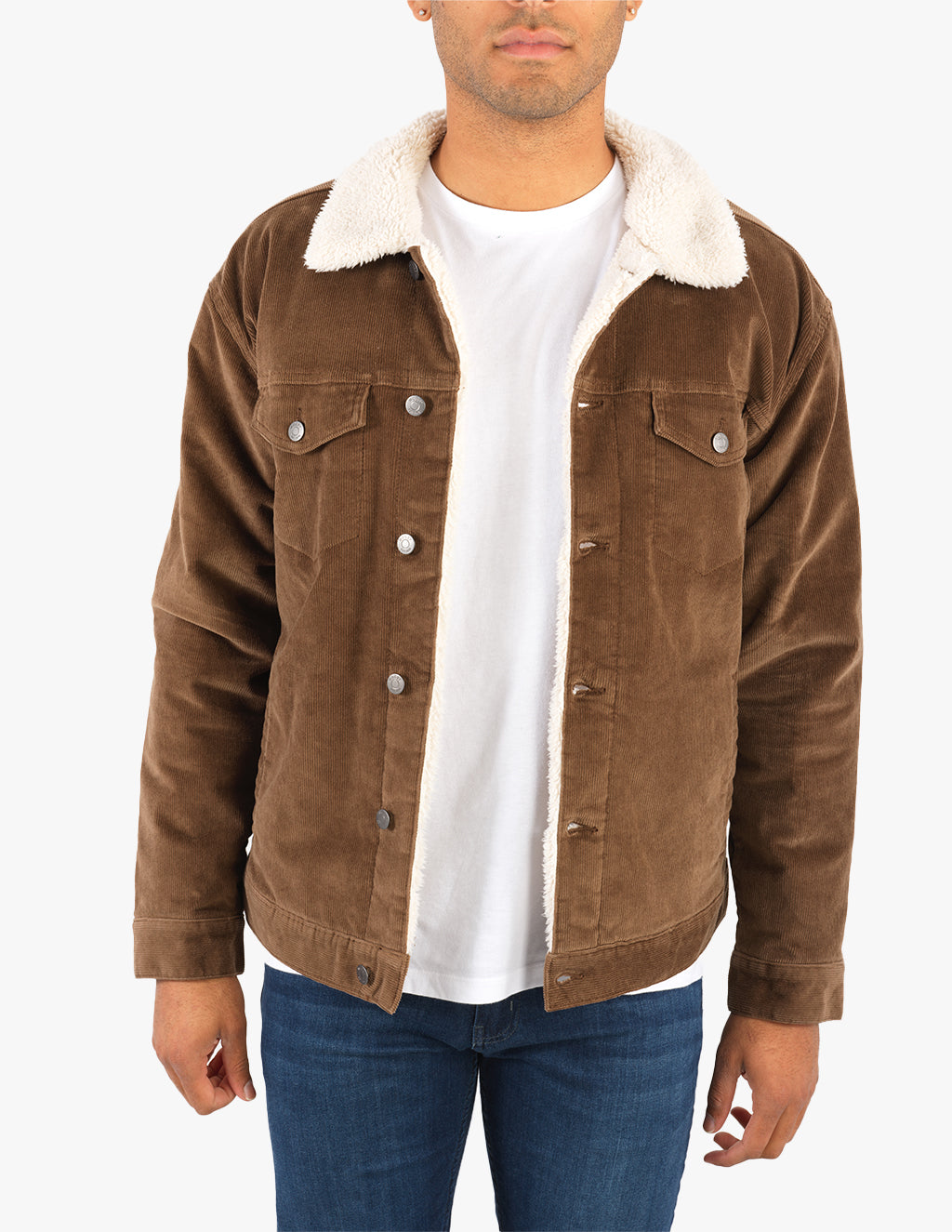 Woodlands Brown Sherpa Lined Corduroy Jacket | Warm & Stylish