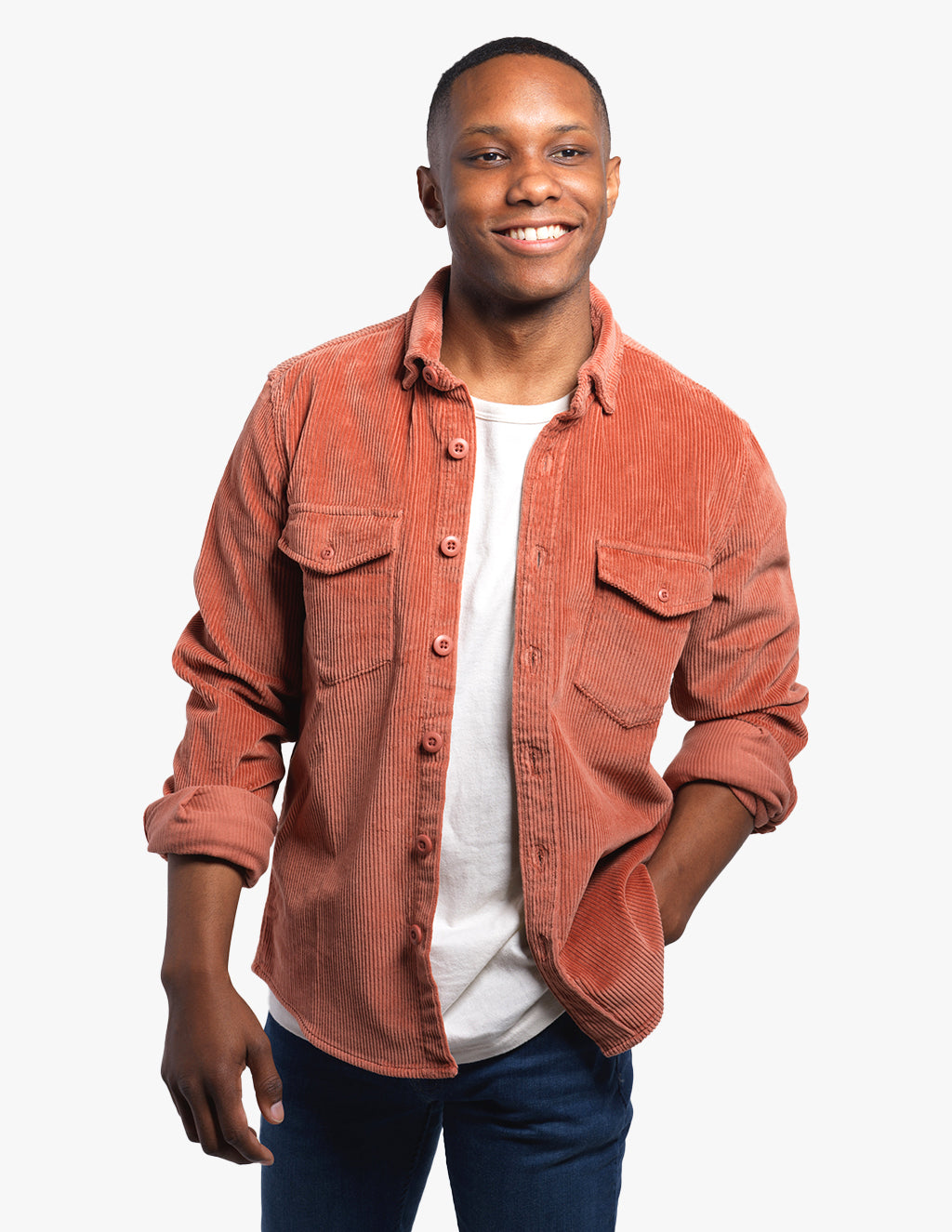 50s corduroy shirt サーモンピンク　オレンジ　ウエスタン Wyatt Pearl Snap Corduroy Shirt | Burnt Orange | Sendero