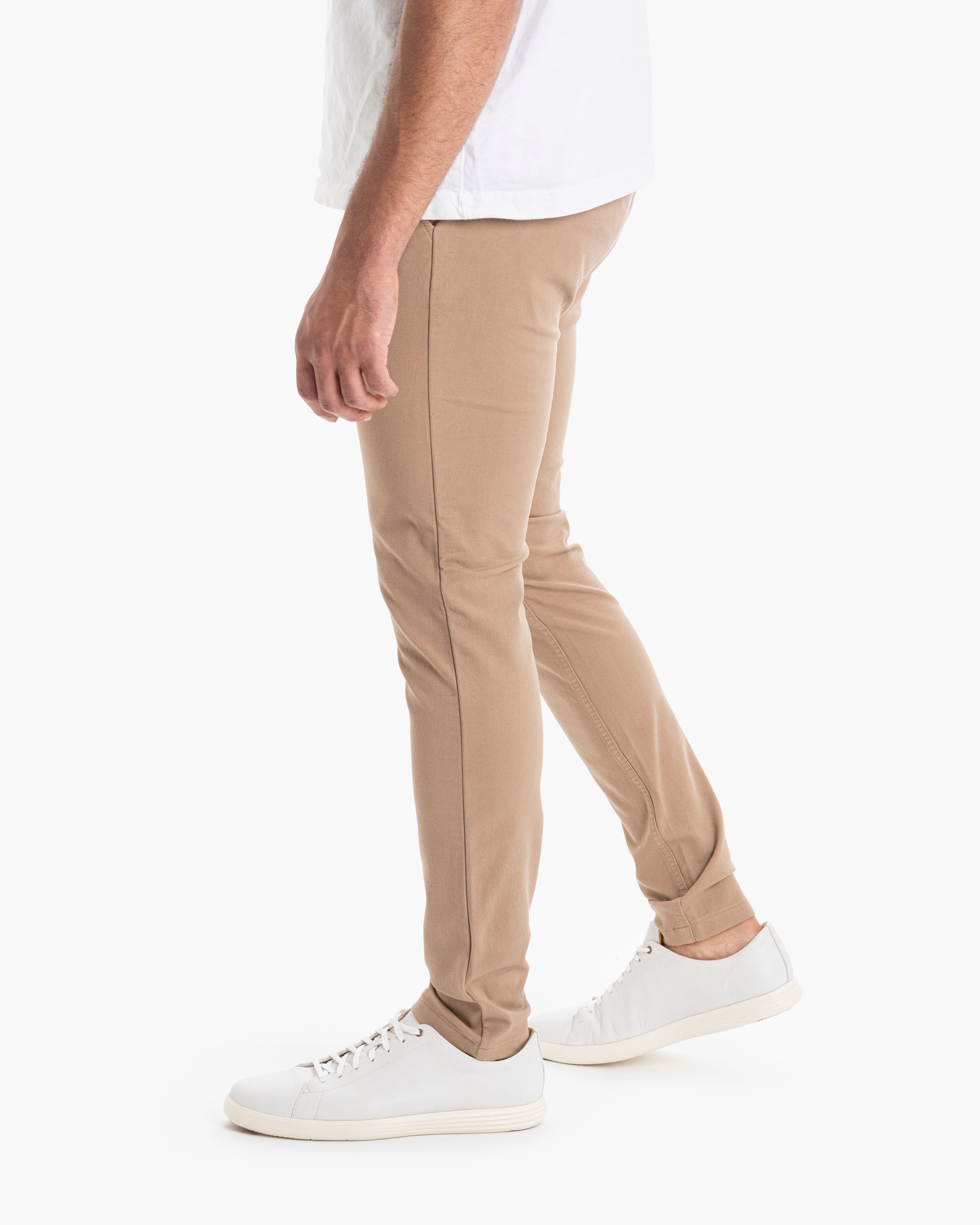 Belmonts Tan Khaki Tapered Fit Classic Chino Pants | Comfortable