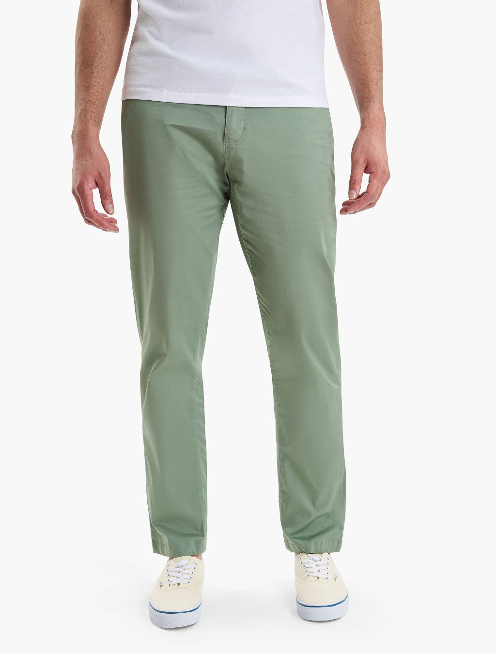 Model wearing green Alpines pants