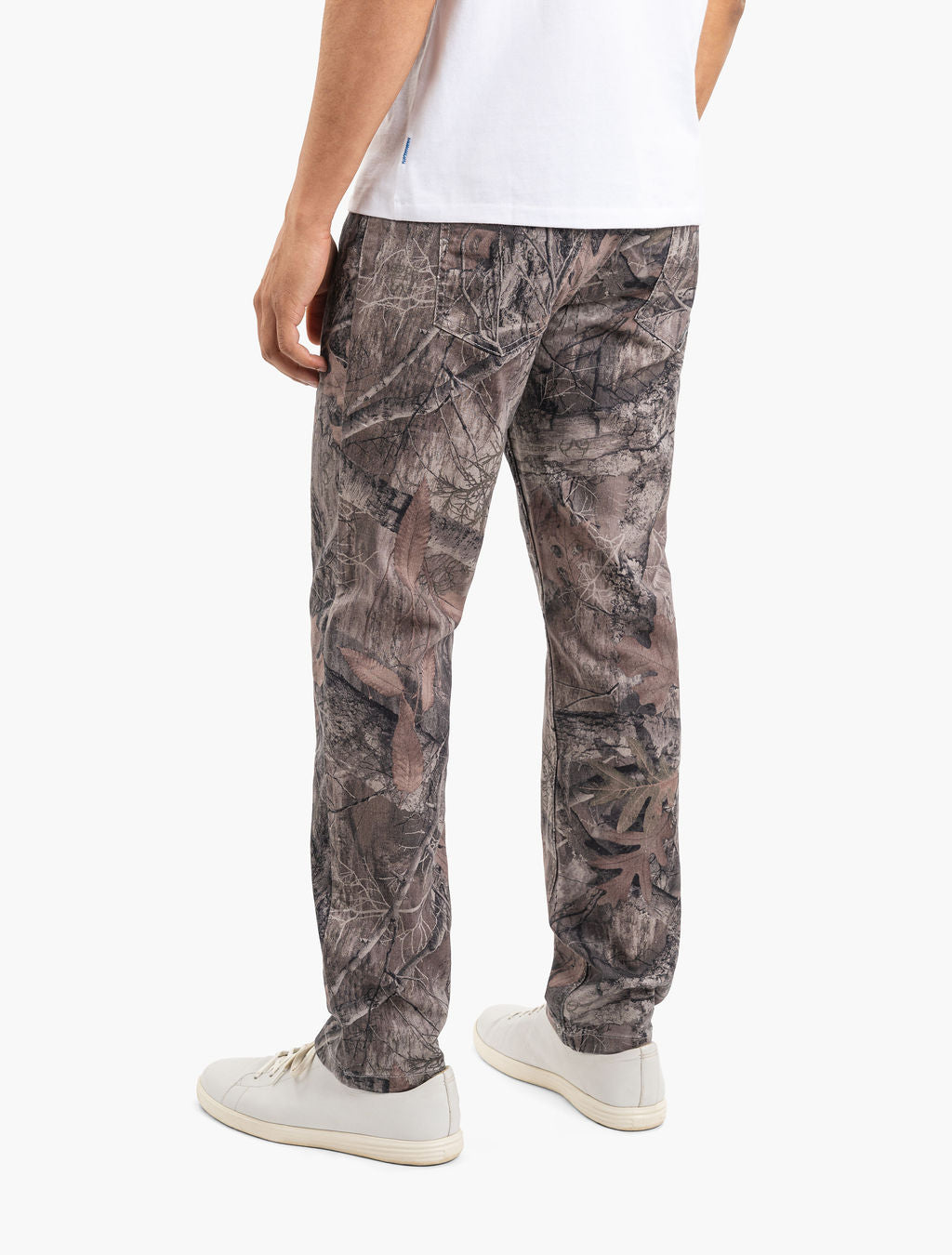 Rear view of men's Realtree camo casual pants, full-length