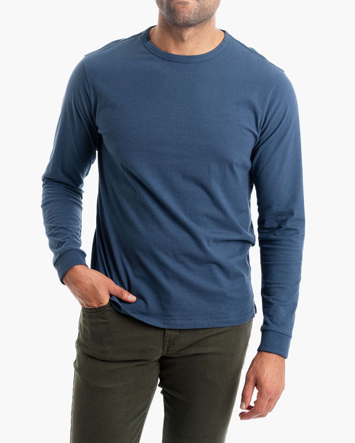 NAVY WASHED LONG SLEEVE