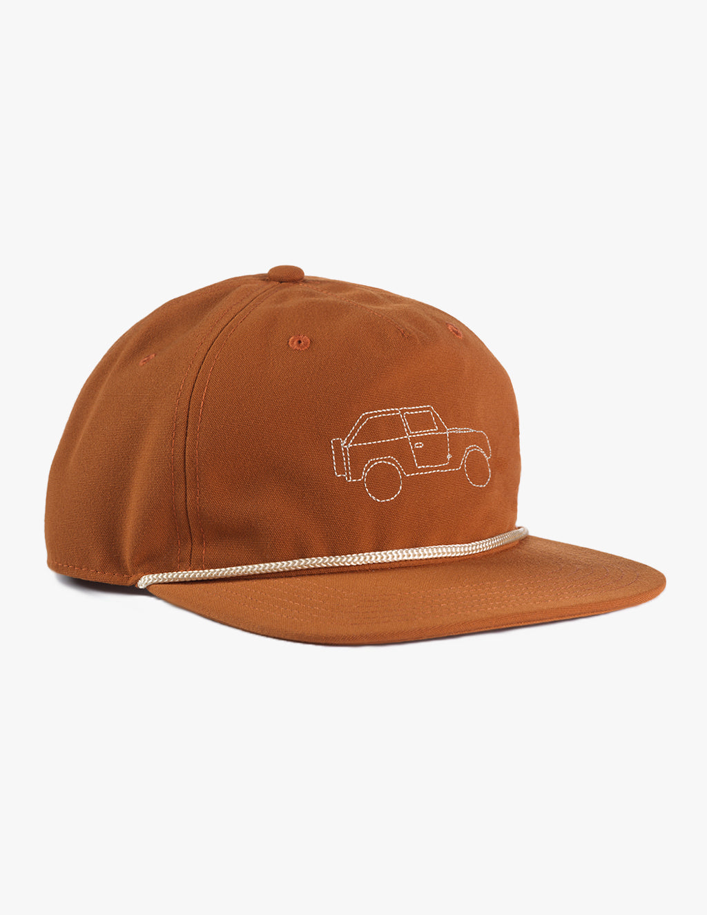 Stick Shift hat in orange with a truck design