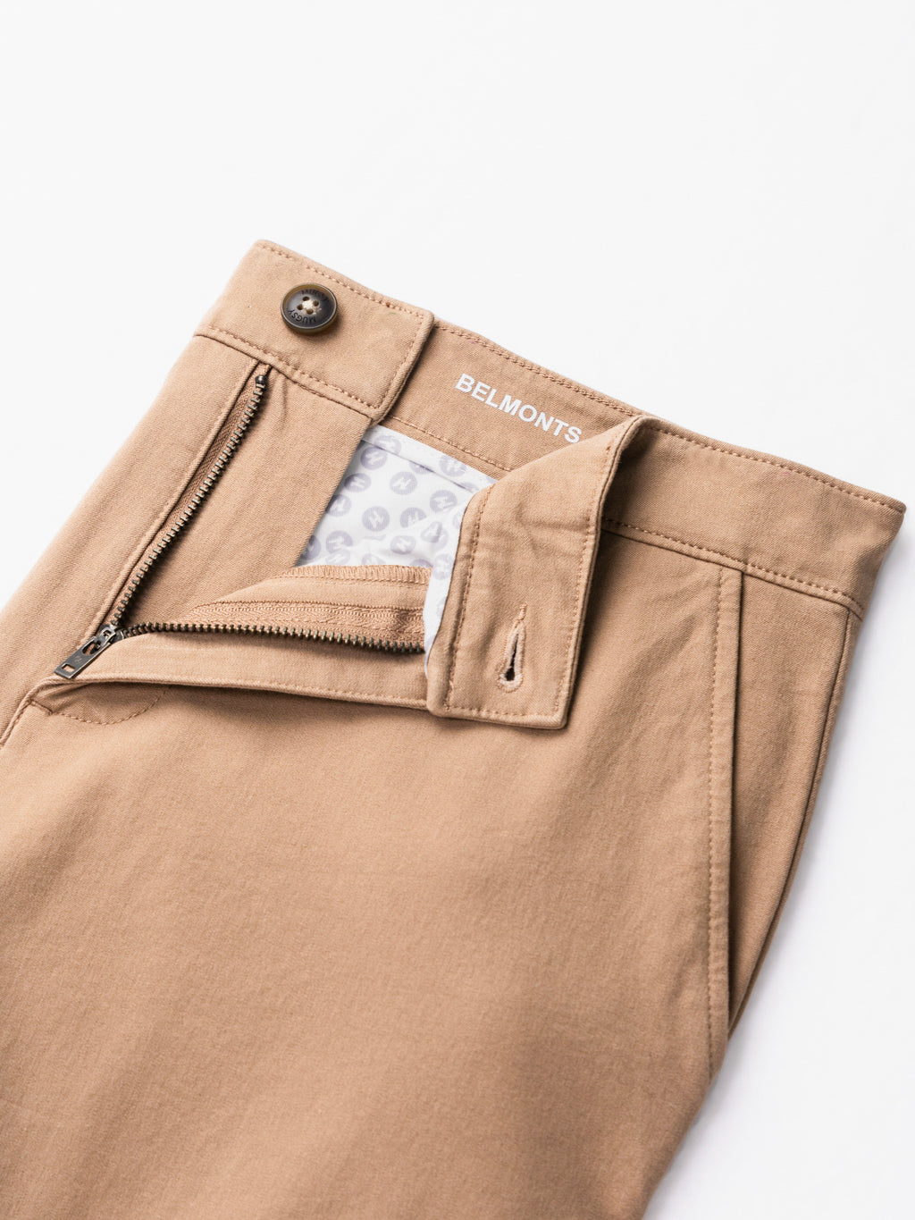 Belmonts Tan Khaki Tapered Fit Classic Chino Pants | Comfortable