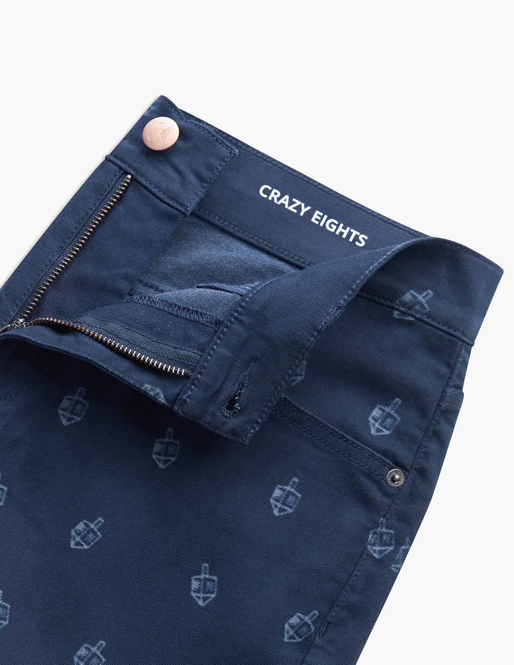 Men's Crazy Eights Holiday Jeans | Navy Blue Dreidel Print Denim