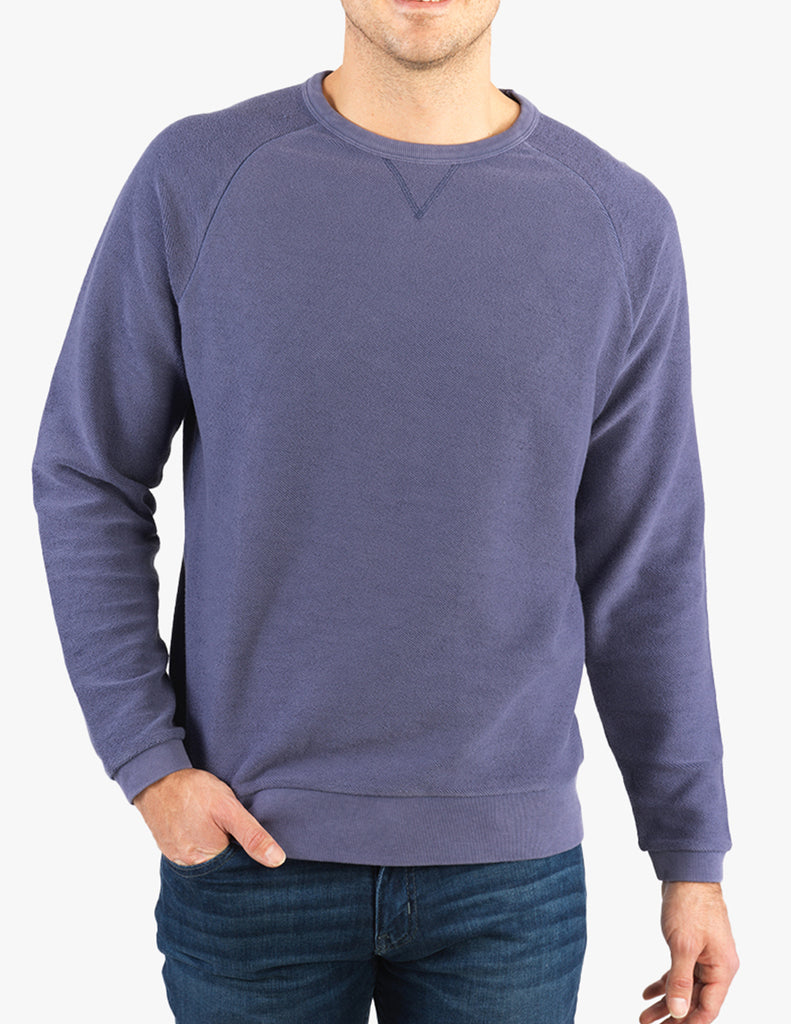BLUE TERRY KNIT CREW