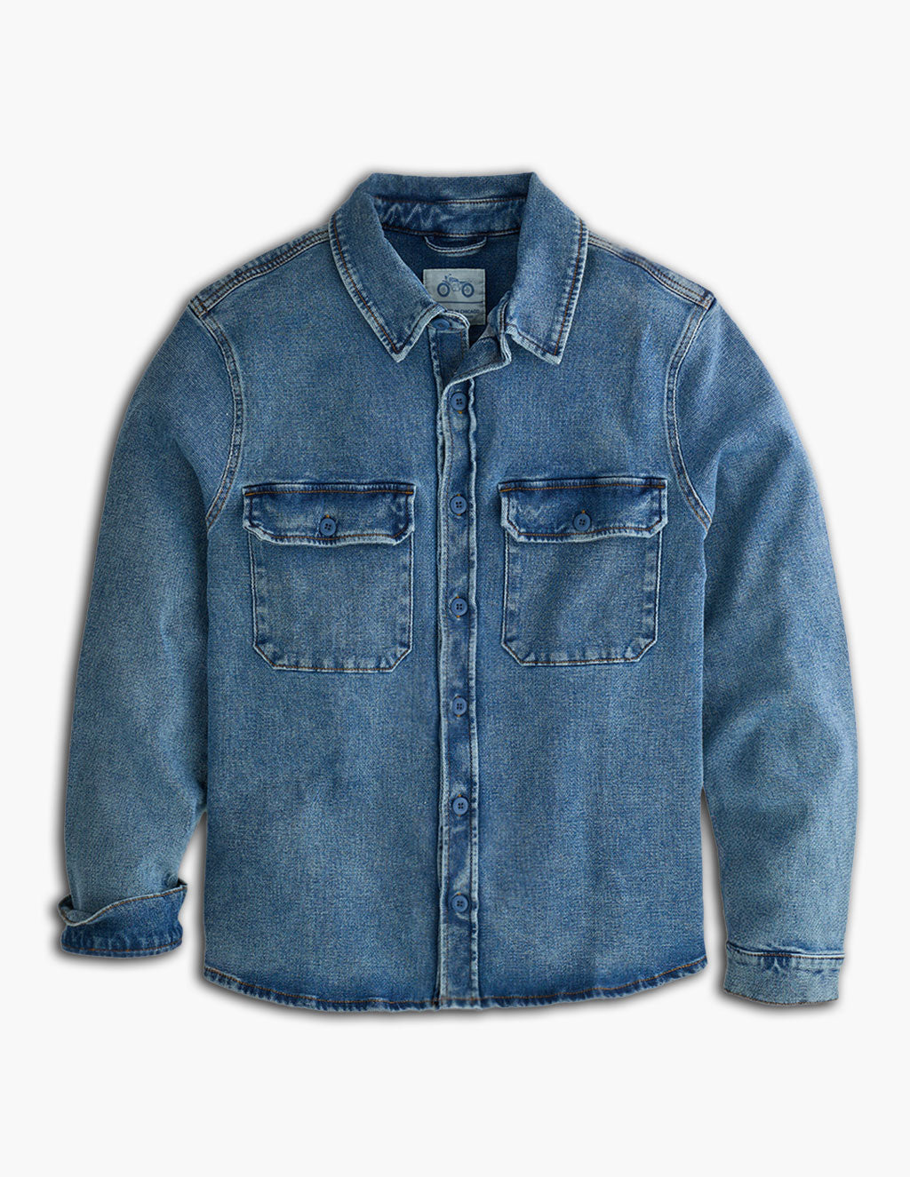 Long Sleeve Denim Button-Down Shirt Classic Comfortable