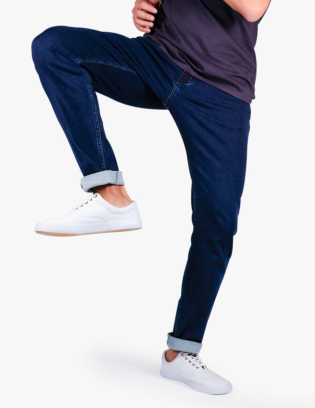 Men's Studio Blues Knit Denim Dark-Blue Jeans by Mugsy