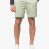 Front view of Crisp Twill Easy Short in agave green showing drawcord waist and side pockets against white background