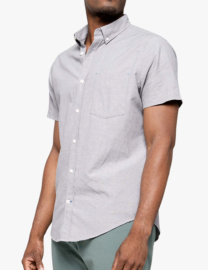 best men's stretch slub cotton summer shirt gray