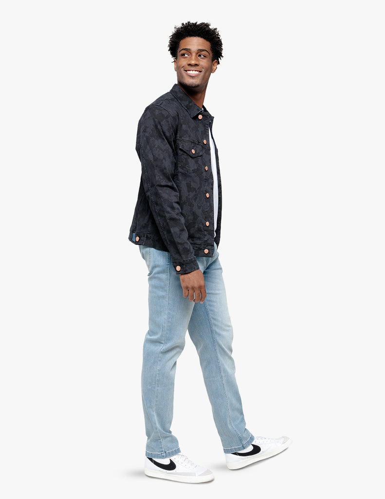 Mens stretch denim jacket best sale