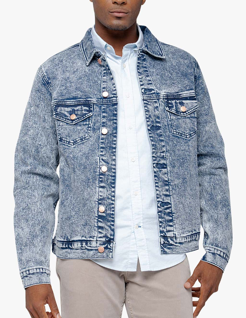 Sassy Medium Wash Embellished Denim Jacket - Boutique