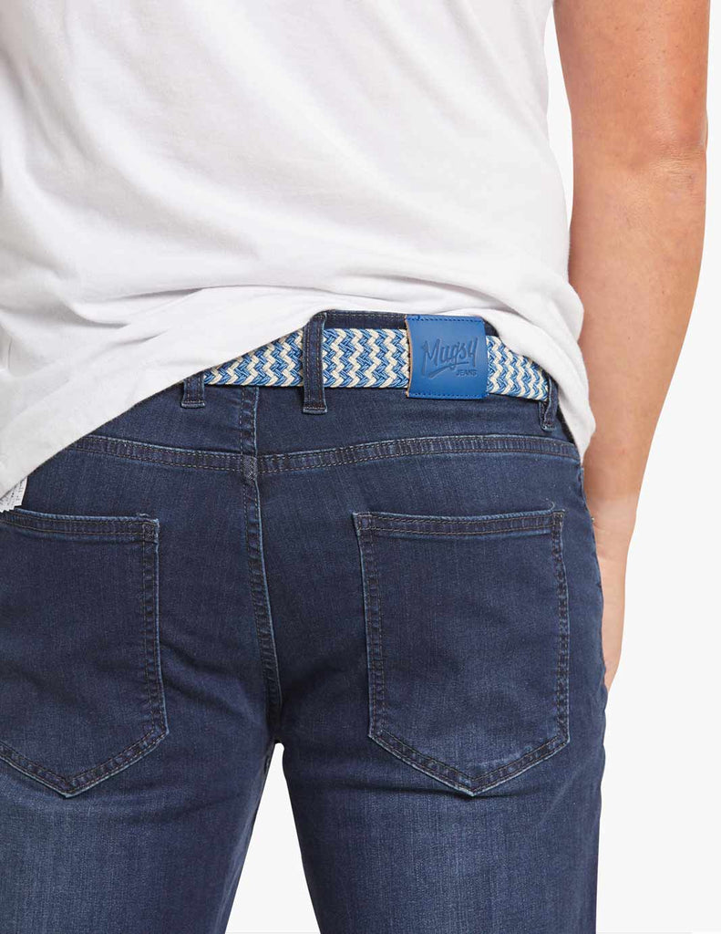 Men\'s Stretch Woven Mugsy – Belt & Blue White