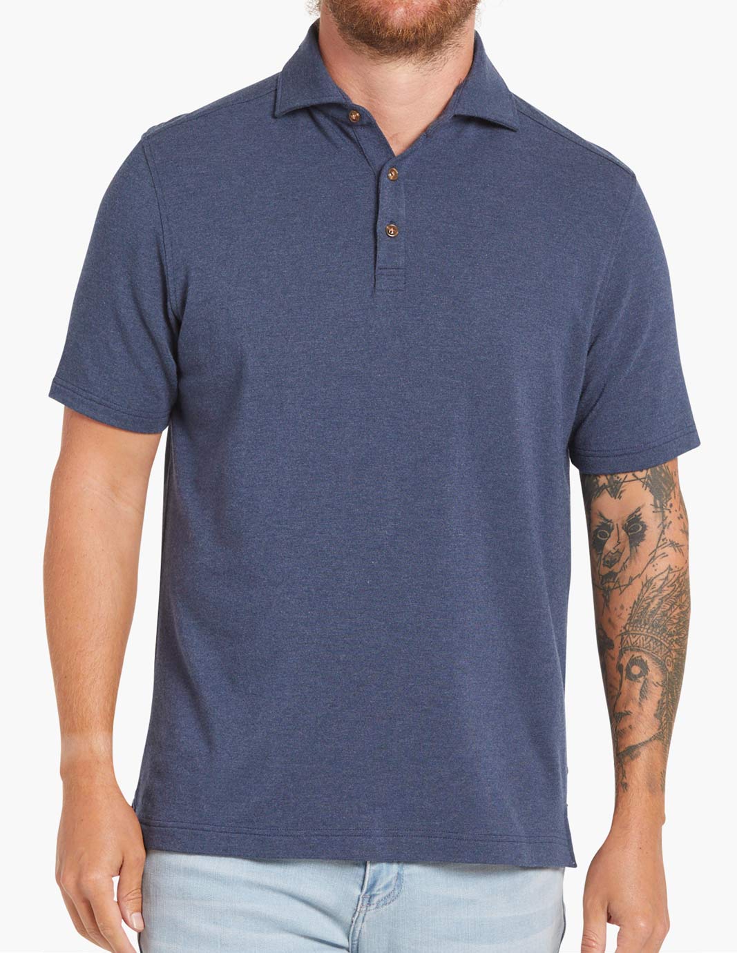 stretch cashmere men's polo navy