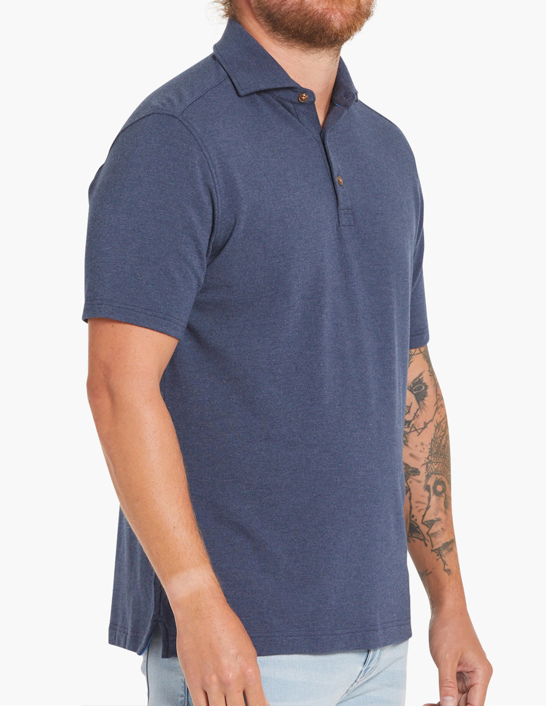 stretch cashmere men's polo navy