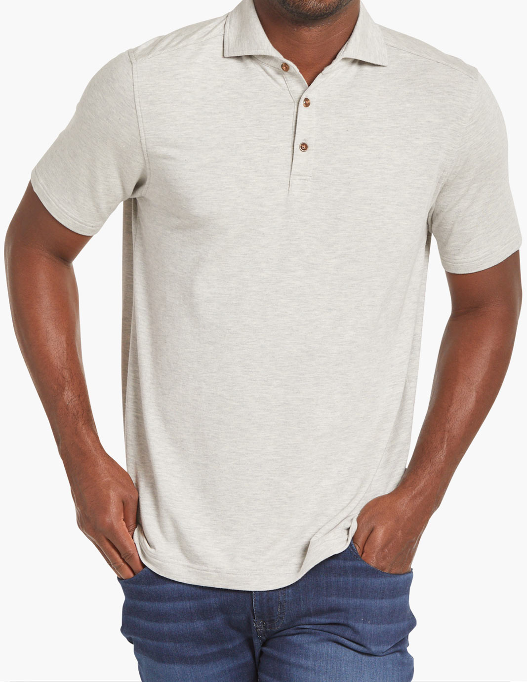 stretch cashmere men's polo off white