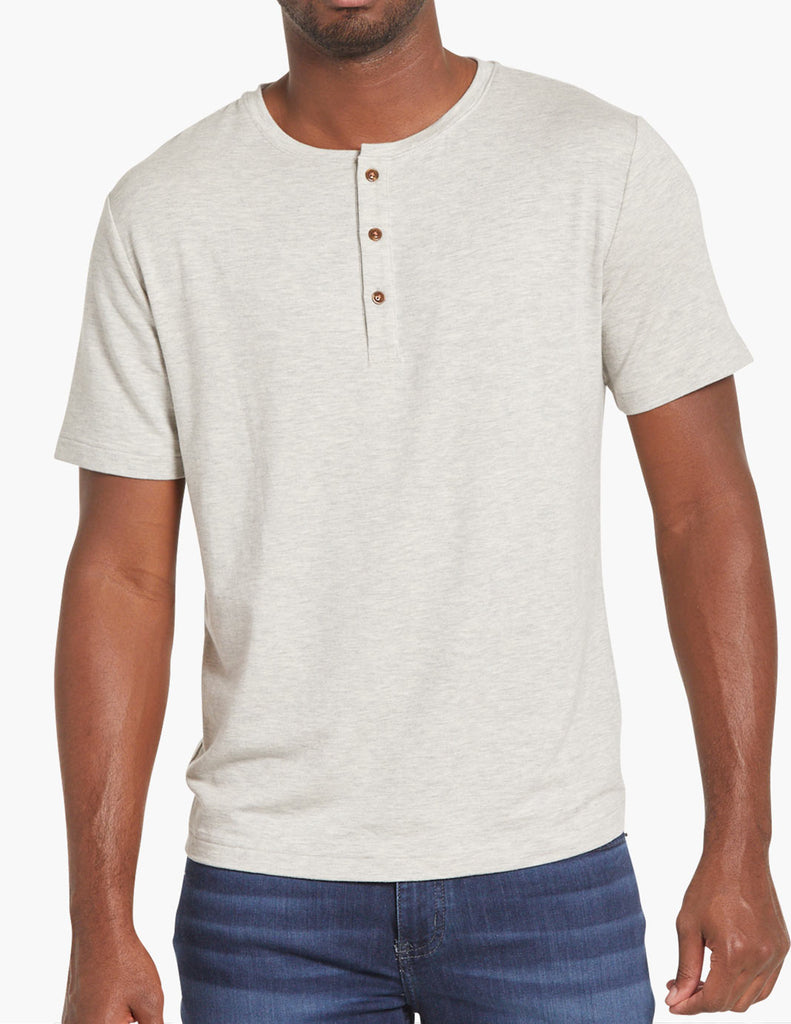 stretch cashmere men's long sleeve henley shirt off white