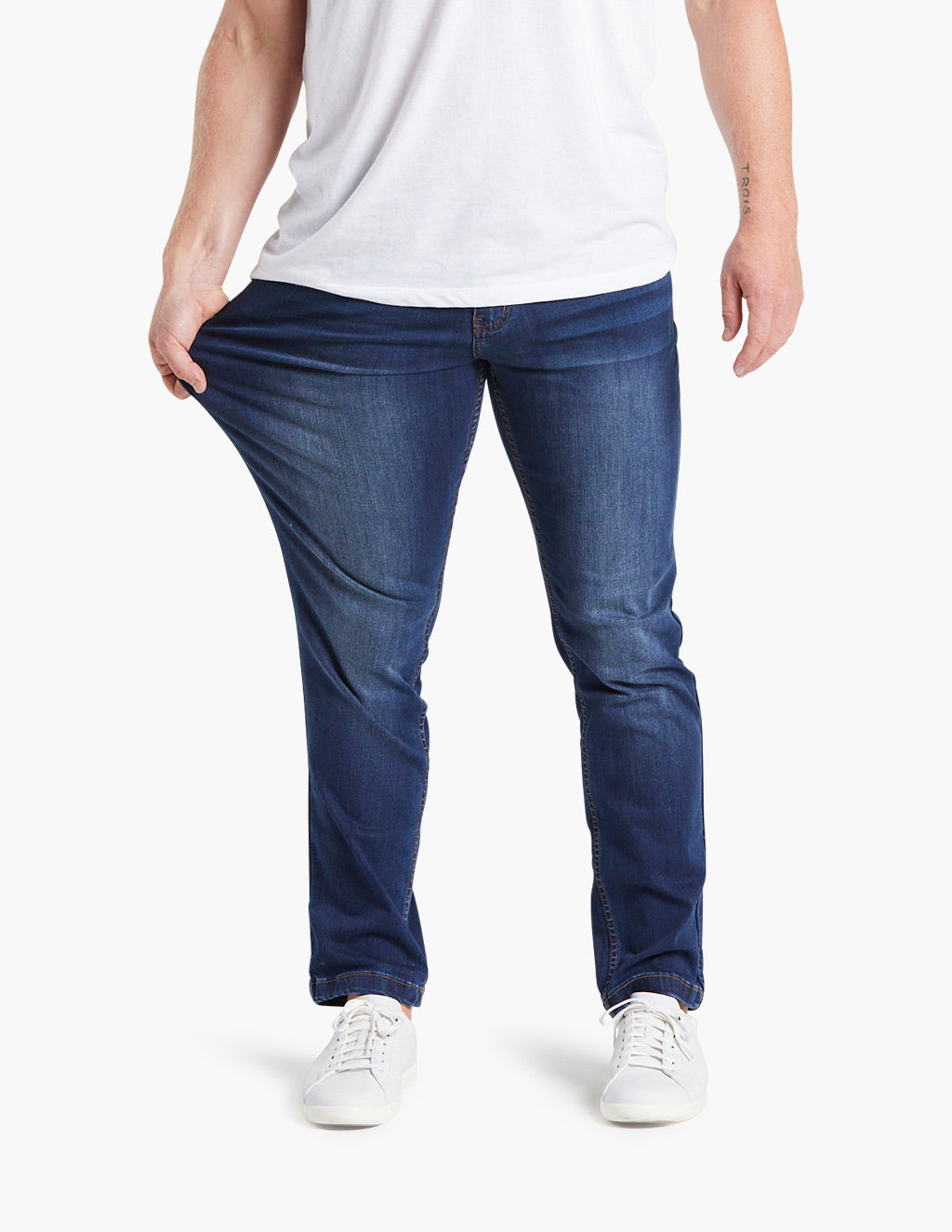 men's stretch jeans gold stitching