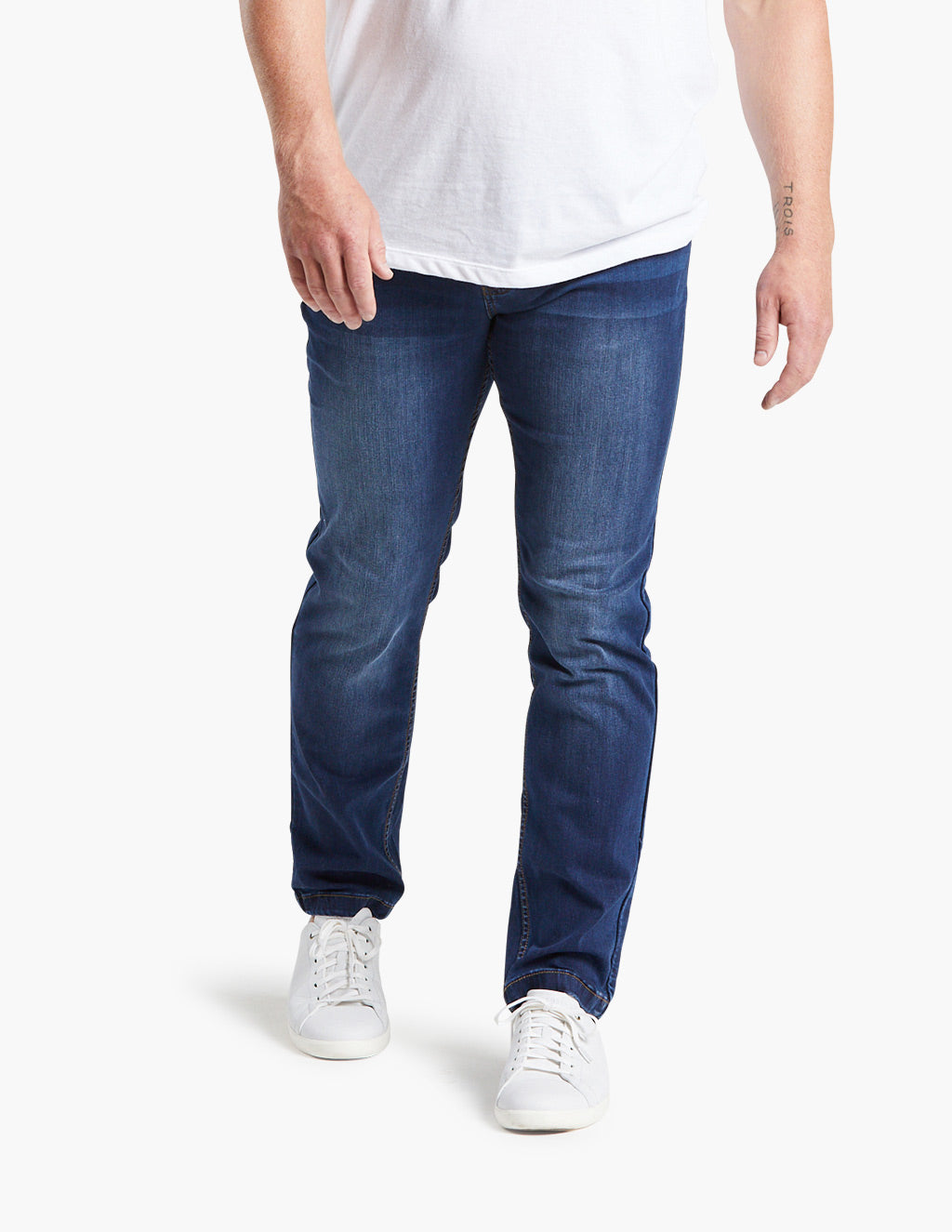 men's stretch jeans gold stitching
