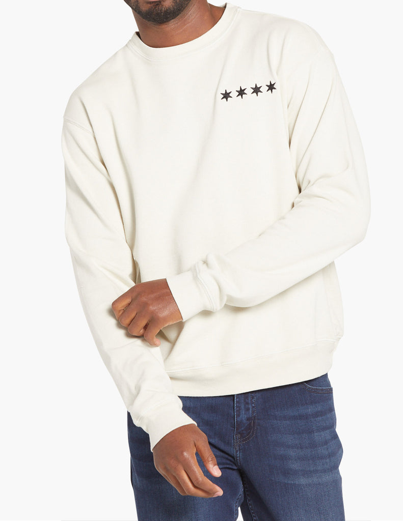 cotton made in america sweatshirt white stars embroidery