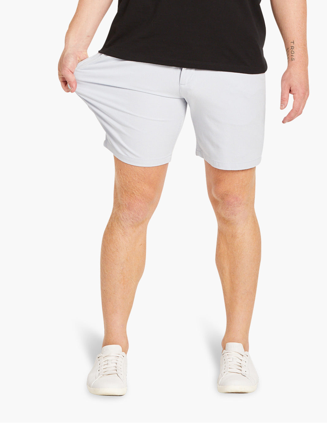best summer shorts for athletic men with stretch light blue