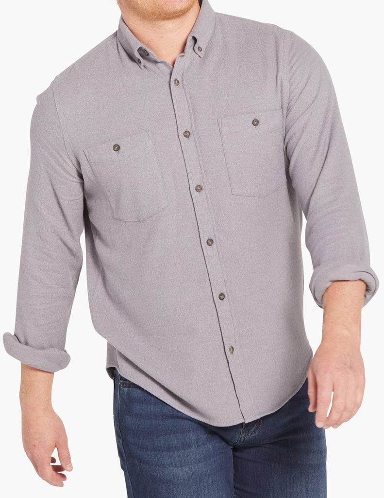 best men's stretch flannel shirt solid gray