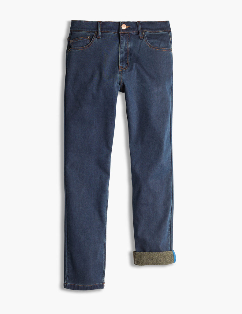 best warm jeans for men high stretch dark blue