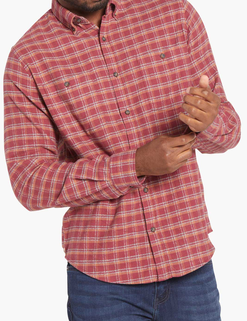 best men's stretch flannel shirt red