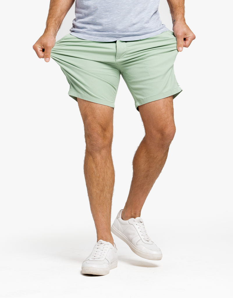 best stretch summer chino shorts for men light green