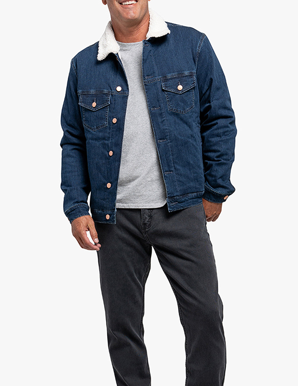 Dark blue sherpa jacket online
