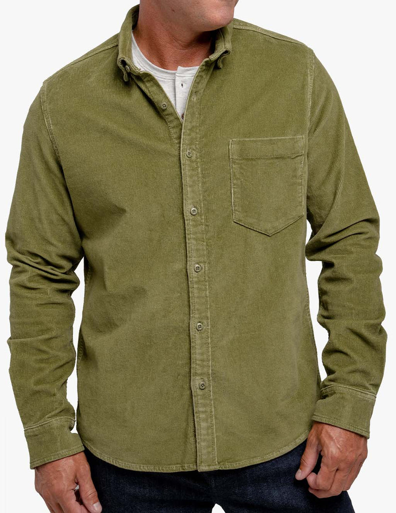 men's stretch corduroy shirt green