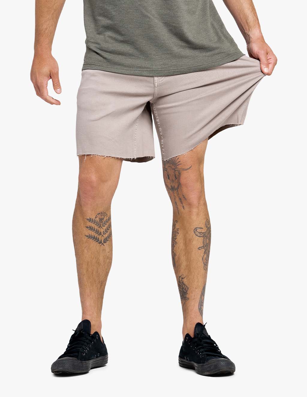 Tan jean shorts top