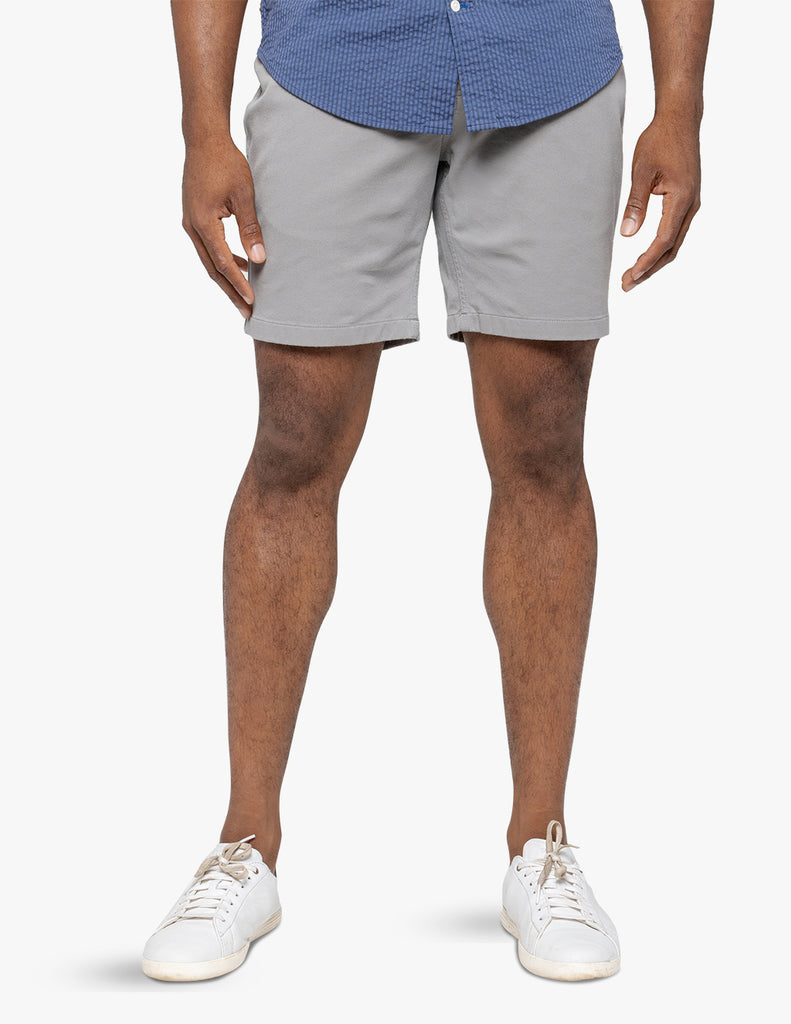 best men's stretch chino shorts soft gray