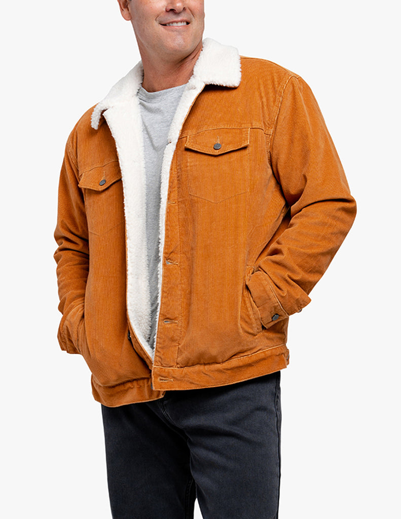Orange Corduroy Soft Sherpa Lined Jacket by Mugsy