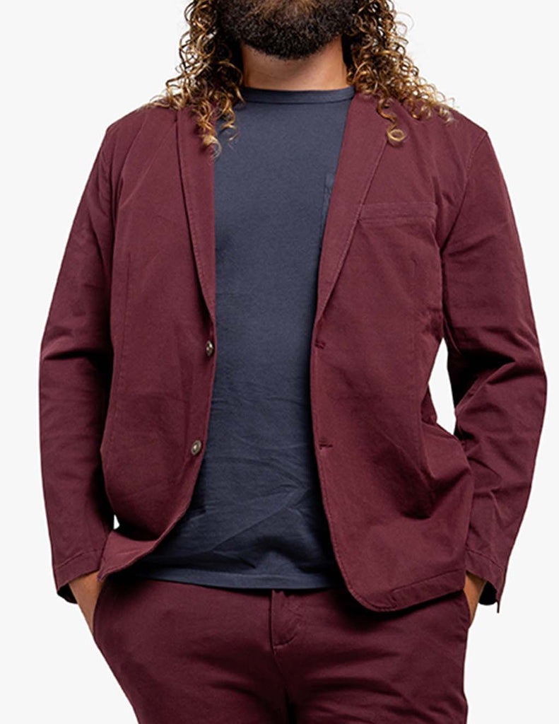 men's breathable stretch blazer maroon